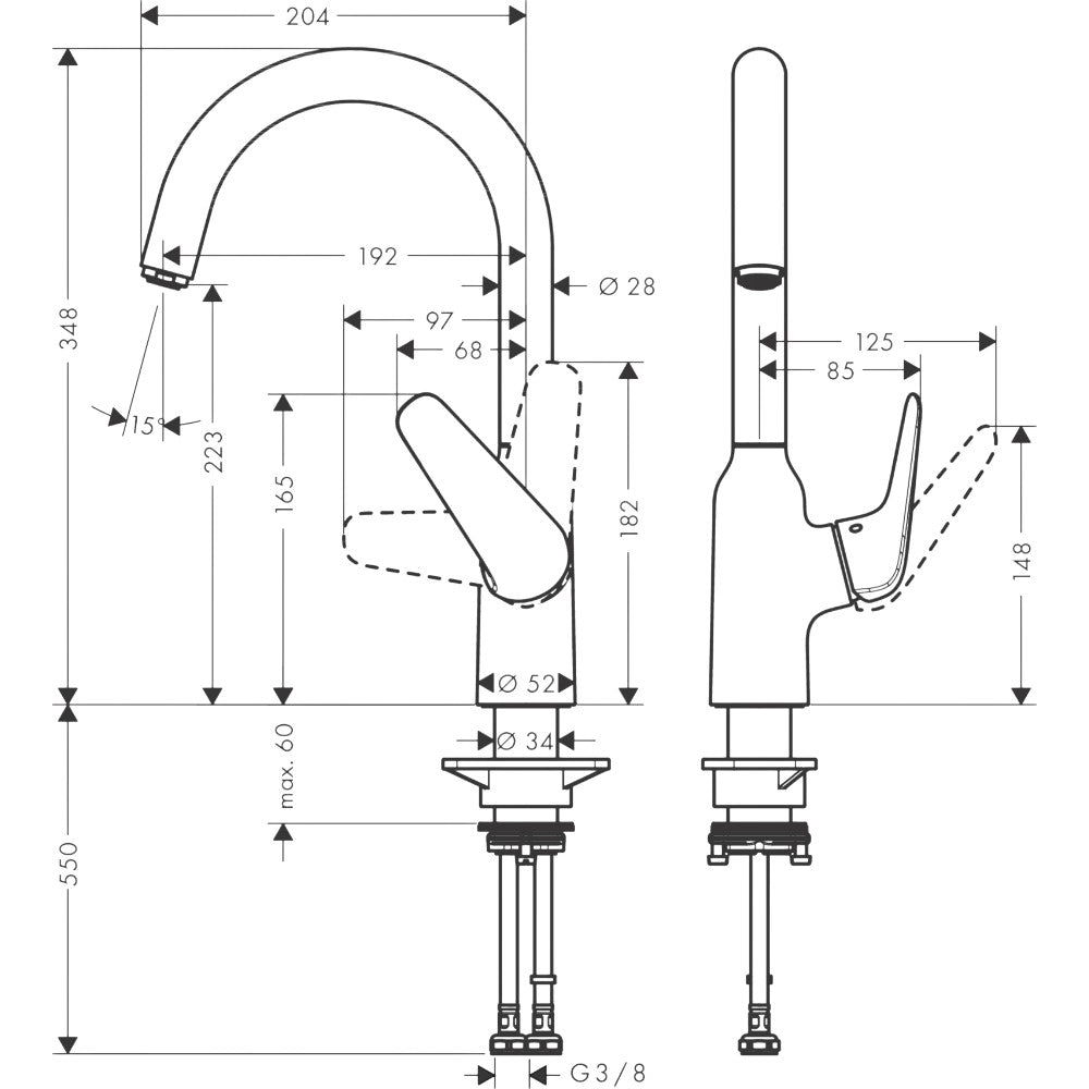 Hansgrohe Focus egykaros konyhai csaptelep M421-H220 álló, felső kifolyással (71802000)