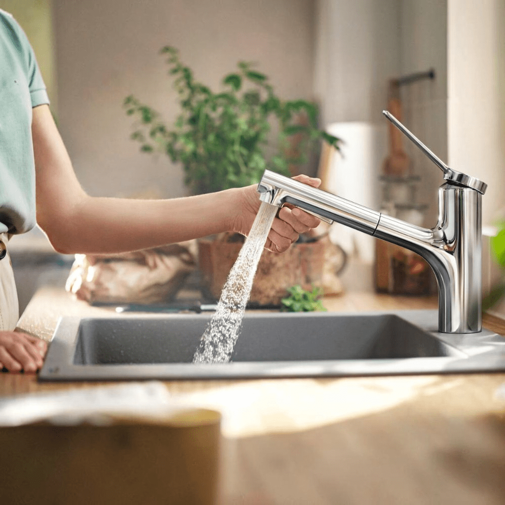Hansgrohe Zesis M33 konyhai csaptelep 150 Eco, kihúzható kifolyó, 2jet ( 74810000 )