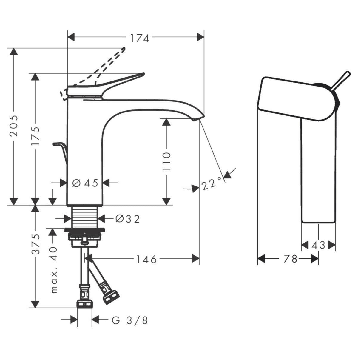 Hansgrohe Vivenis mosdócsaptelep 110, CoolStart, automata lefolyógarnitúra, matt fekete-2