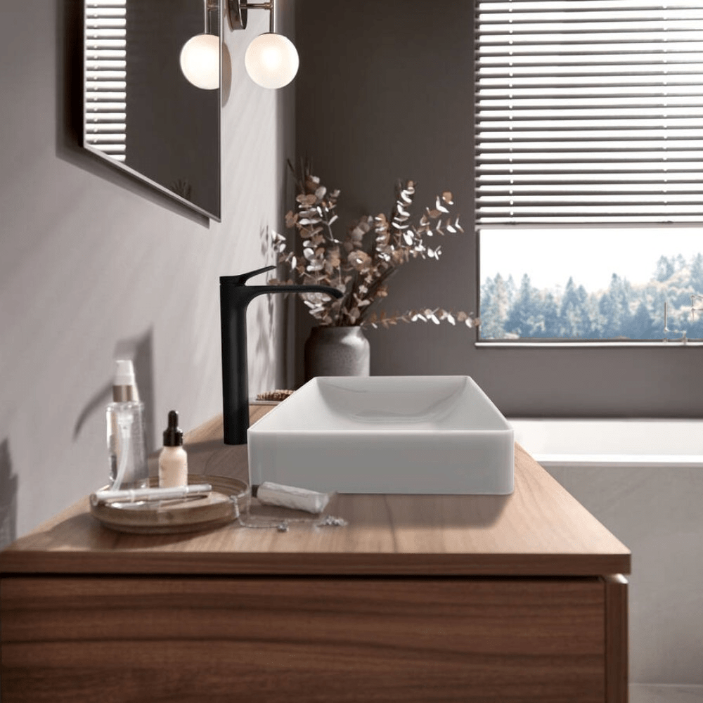 Hansgrohe Vivenis mosdócsaptelep 250, mosdótálakhoz, lefolyógarnitúra nélkül, matt fekete ( 75042670 )