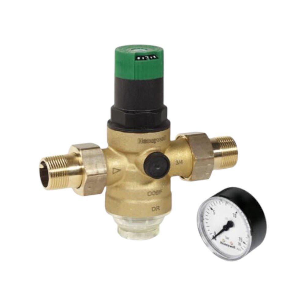 Honeywell nyomásszabályozó + nyomásmérő, tehermentesített szelep 1/2" km 1,5..6 bar (HO - D06F - 1/2AM)
