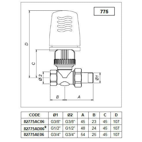 ICMA RAD. SZELEP 1/2" EGY. HŐFOKSZAB.