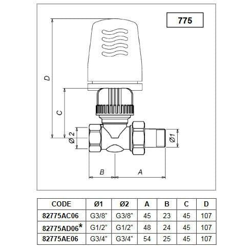 ICMA RAD. SZELEP 3/4" EGY. HŐFOKSZAB.