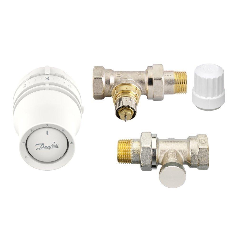 Danfoss radiátorszelep szett egyenes - RA - IN 1/2” szelep + Redia RA 015G3380 + RLV - S visszatérő (015G5332)