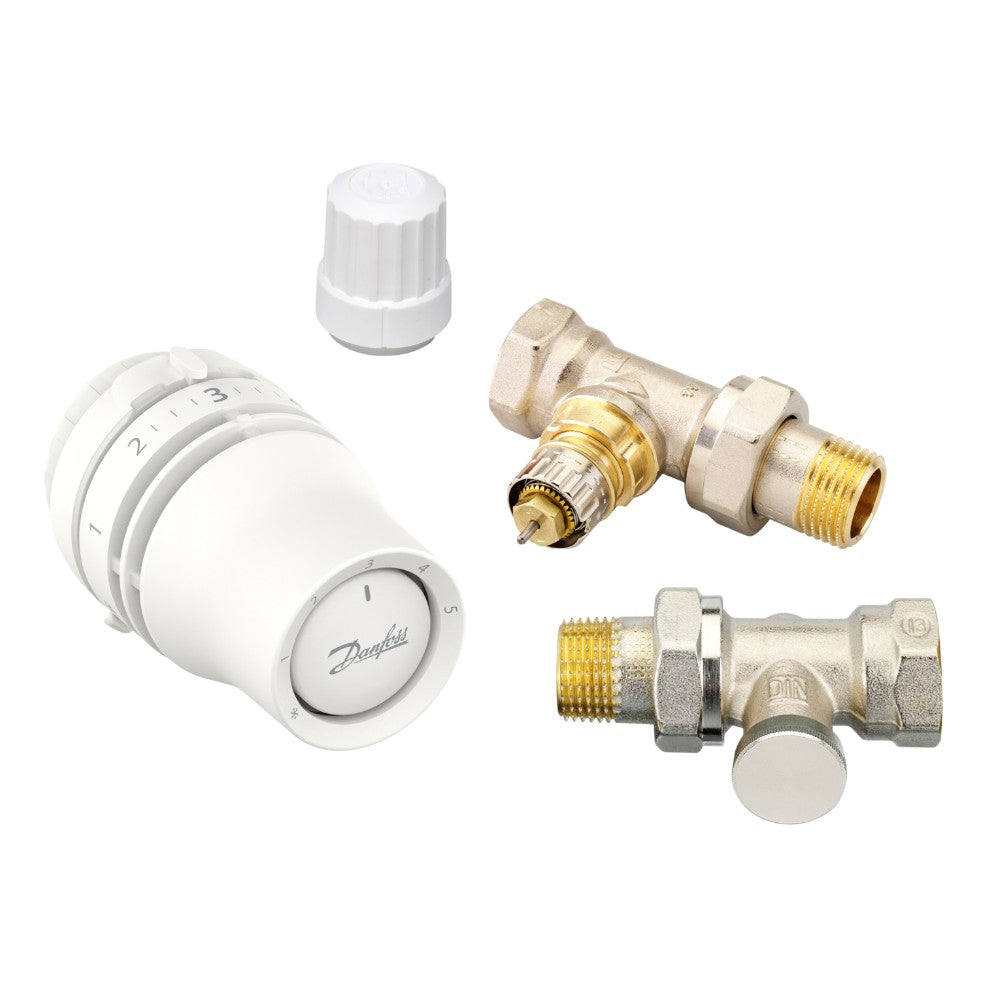 Danfoss radiátorszelep szett egyenes - RA-IN 1/2” szelep + Redia RA 015G3380 + RLV-S visszatérő (015G5332)