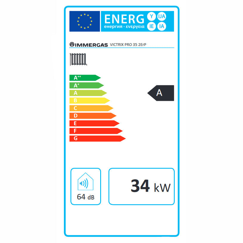 Immergas Victrix PRO 35 kondenzációs gázkazán, fűtő 34 kW (3.025622) - energiacímke