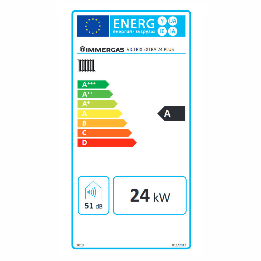 Immergas Victrix Extra 24 Plus kondenzációs gázkazán, fűtő 24 kW (3.033705) - energiacímke