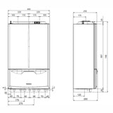 Immergas Victrix Extra 28 kondenzációs gázkazán, kombi 24 kW (3.033701) - méretrajz