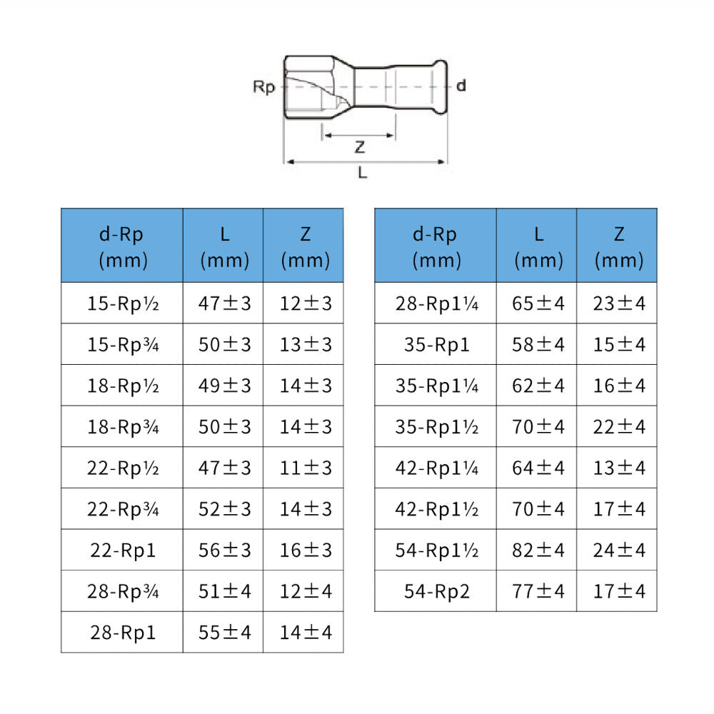 Install InoxPress Aqua átmenet BM 54-2" (316L) - méretrajz