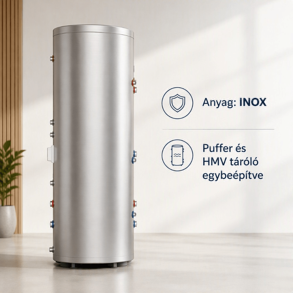 Install Watex Terra Inox indirekt kombi tároló 300/110 l, 2 kW fűtőbetéttel, SUS316 inox tartállyal