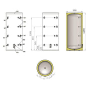 Install Storax Terra puffertároló, 200l, hőcserélő nélkül, PU szigeteléssel, álló