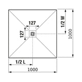 Jika Padana négyzet alakú zuhanytálca, 1000x1000 mm, matt fehér, rozsdamentes acél lefolyófedéllel (H213936R100001) - méretrajz