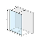 Jika Cubito Pure 130 üvegfal, rögzített, két támasszal, ezüst/átlátszó üveg,  128x200 cm-0