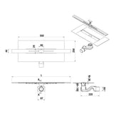 Jika Pure zuhanyfolyóka 1000mm, vágható burkolat, rozsdamentes acél (H2714200020001) - méretrajz