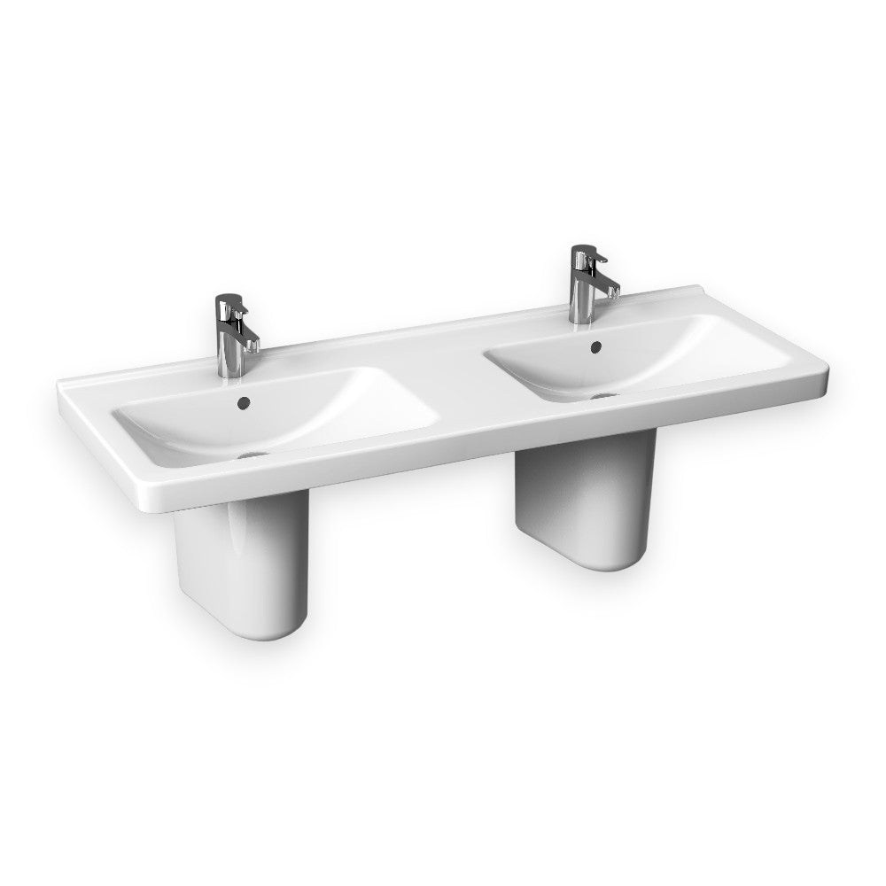 Jika Cubito Pure mosdó 130x48,5 cm dupla, túlfolyóval, csaplyukkal, fehér (H8144200001041)