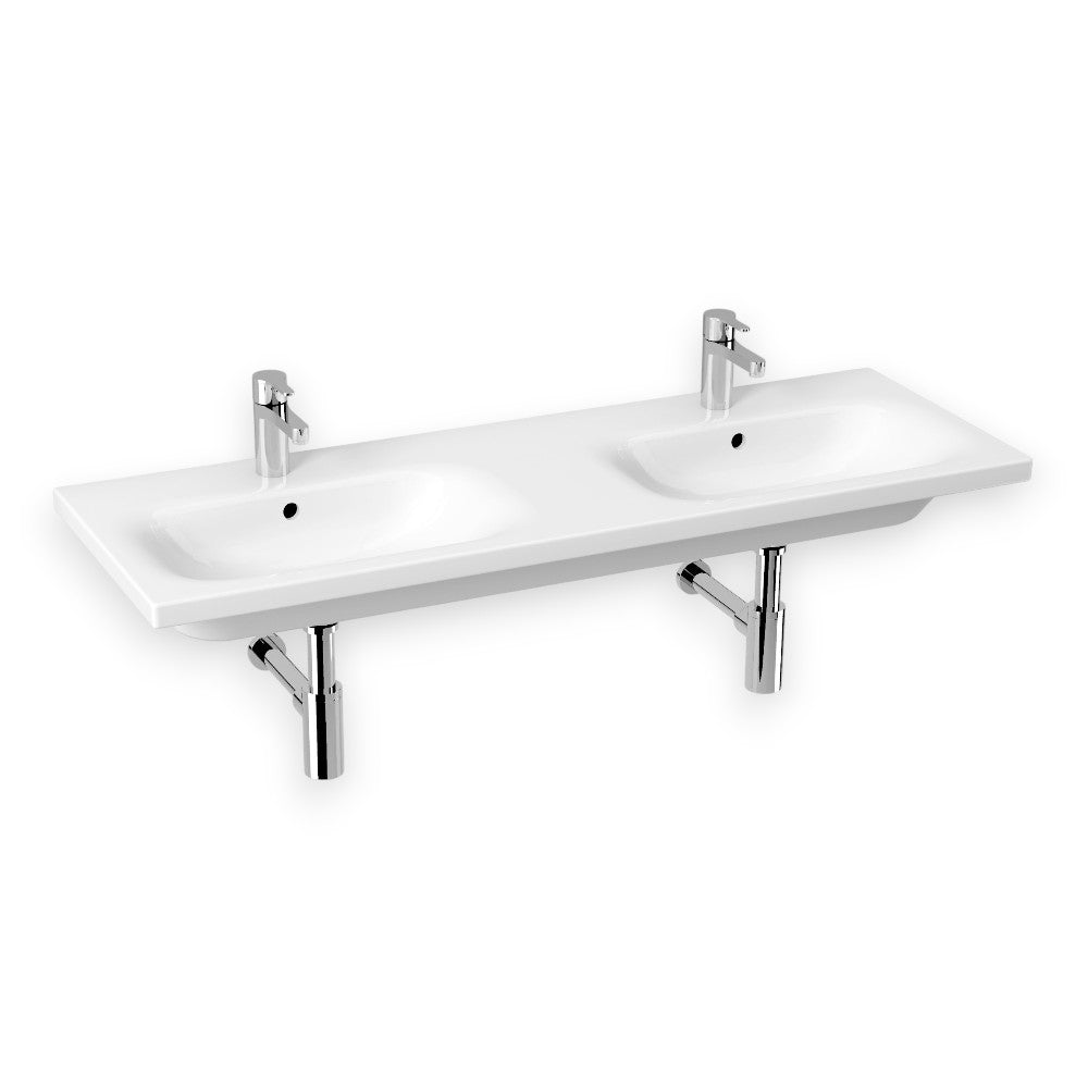 Jika Mio-N 130 dupla mosdó, 1 csaplyukkal középen, Jikaperla, fehér, 130x45x15 cm ( H8147141001041 )
