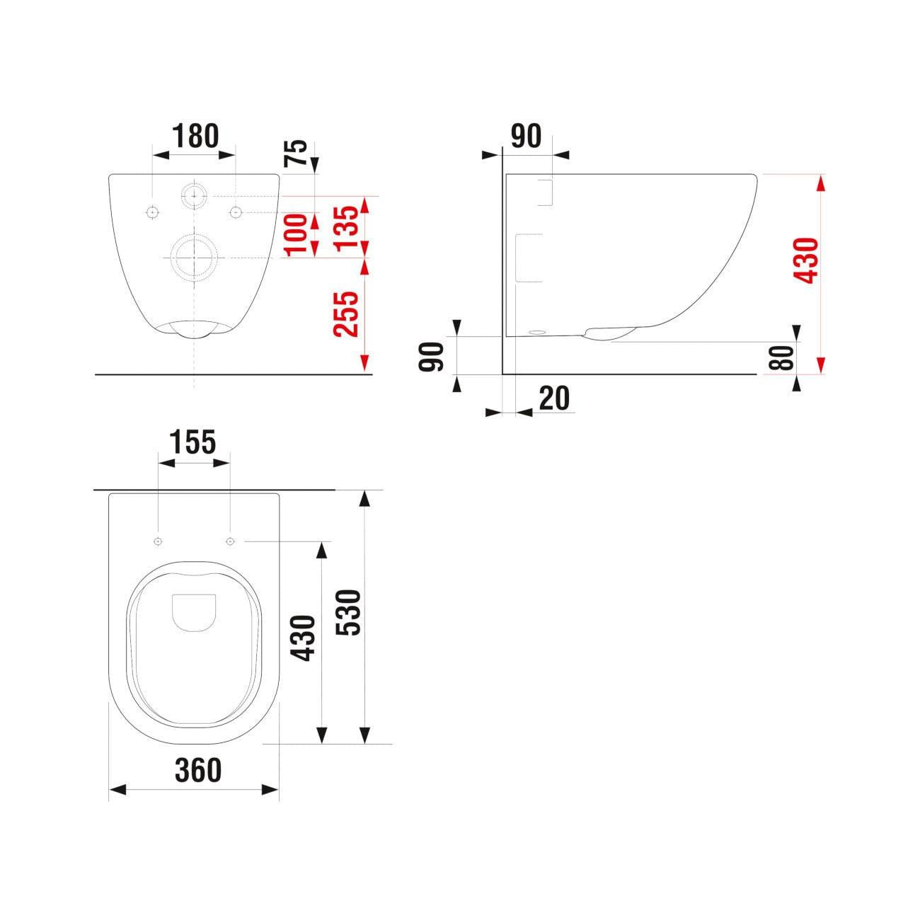 Jika Mio fali WC Rimless, matt fekete (H8207147160001)