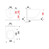 Jika Mio fali WC Rimless, matt fekete (H8207147160001) - méretrajz