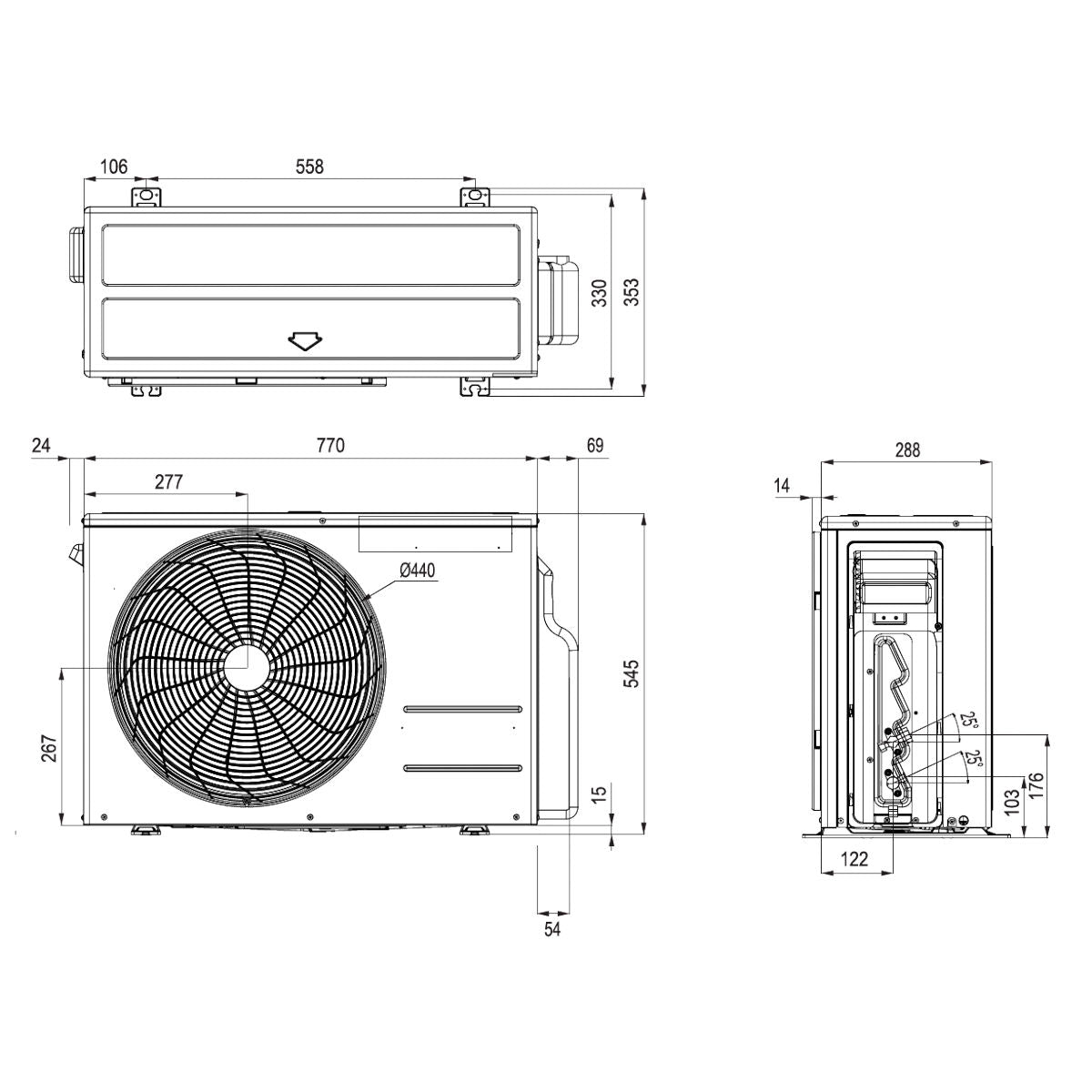 LG A12GA1 ArtCool Gallery Special split klíma szett, 3,5 kW (A12GA1.NSE + A12GA1.U18) - méretrajz