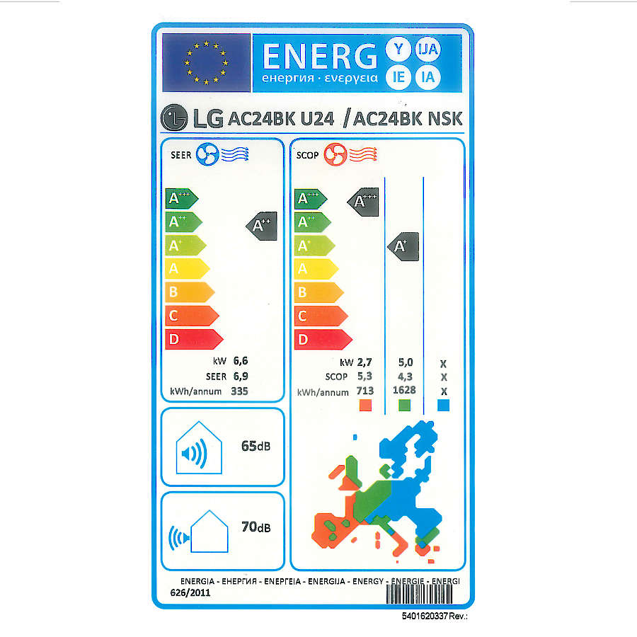 LG AC24BK ArtCool Mirror split klíma szett, 7,0 kW (AC24BK.NSK + AC24BK.U24) - energiacímke