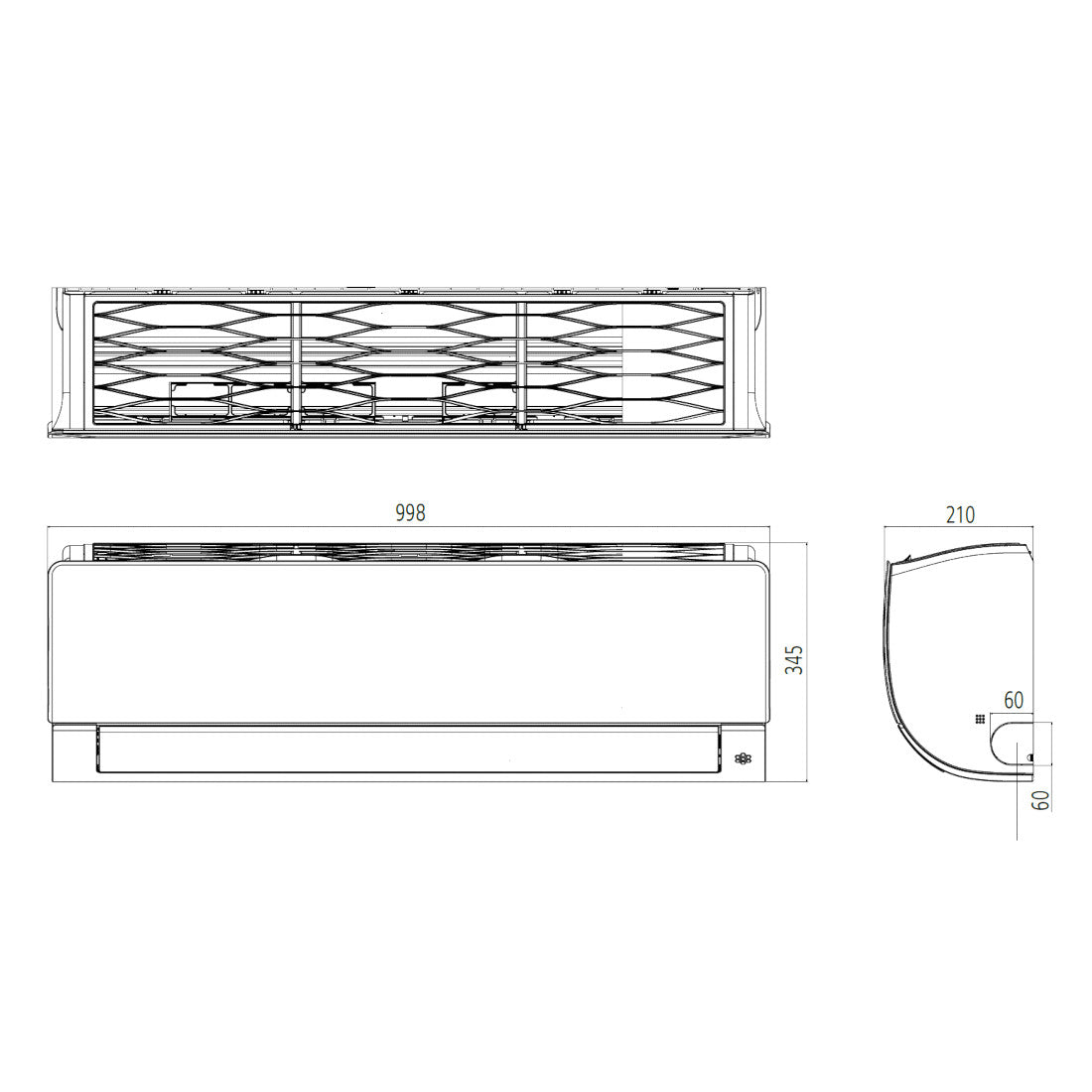 LG DC18RK Deluxe split klíma szett, 5,3 kW (DC18RK.NSK + DC18RK.UL2) - méretrajz