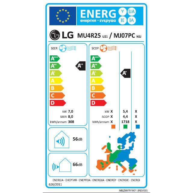 LG multi split klíma szett - kültéri: 7kW(MU4R25), beltéri: 2 x 3,5kW(PC12SK) (MU4R25 - SZETT - 1)
