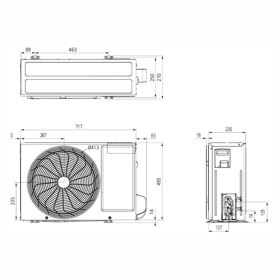 LG S09ET DualCool Special ET split klíma szett, 2,6 kW (S09ET.NSJ + S09ET.UA3) - méretrajz