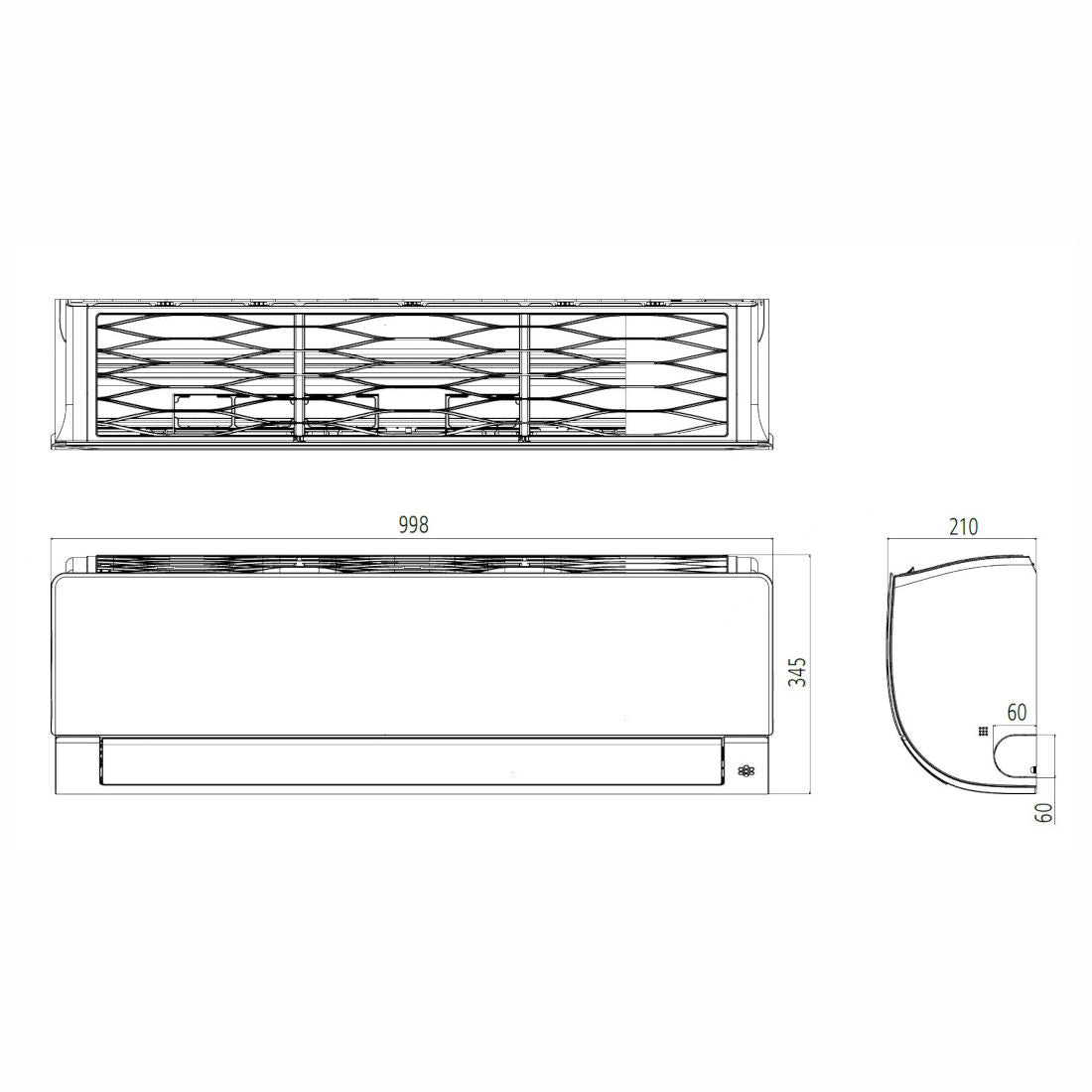 LG S18ET DualCool Special ET split klíma szett, 5,3 kW (S18ET.NSK + S18ET.UL2) - méretrajz