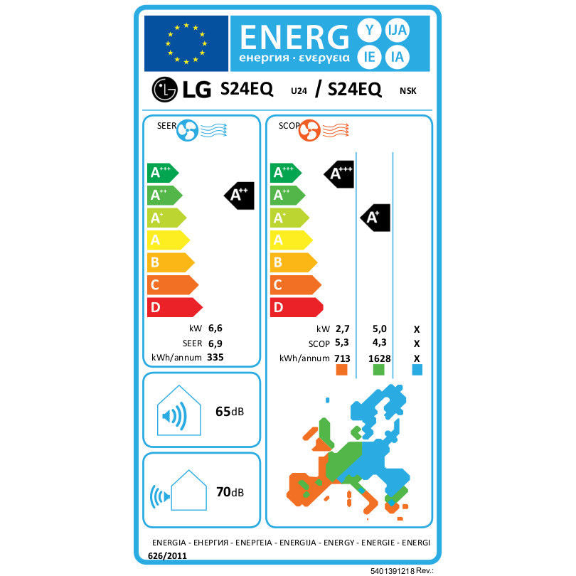 LG S24EQ Silence oldalfali split klíma 6,6 kW szett - energiacímke