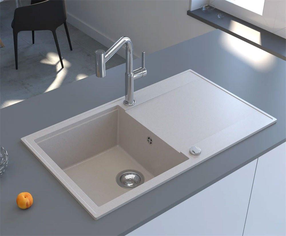 Mofém Zenit 86 1B1D gránit mosogatótálca, 1 medencés, 1 csepptálcás, 860x500mm, bézs (M - 760012803B2)