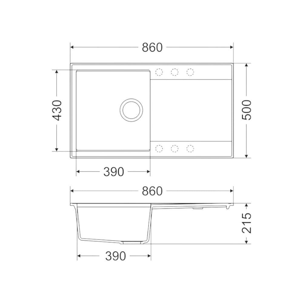 Mofém Zenit 86 1B1D gránit mosogatótálca, 1 medencés, 1 csepptálcás, 860x500mm, bézs (M - 760012803B2)