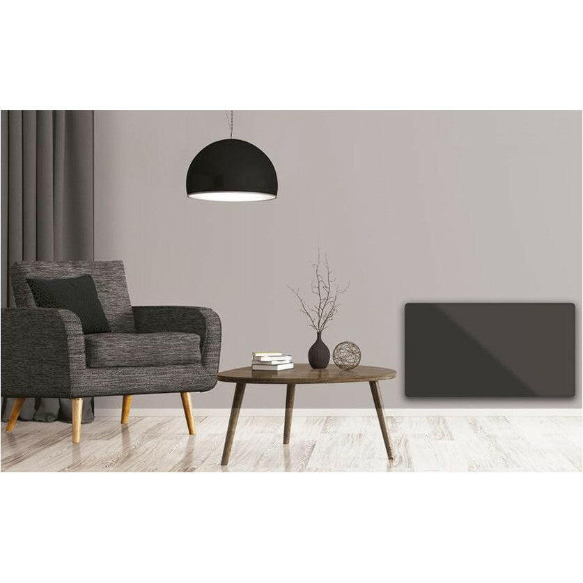 Nobo Oslo Glass fűtőpanel 2000 W, 40x113 cm, NCU 2Te energiatakarékos termosztáttal Antraci üveggel-2