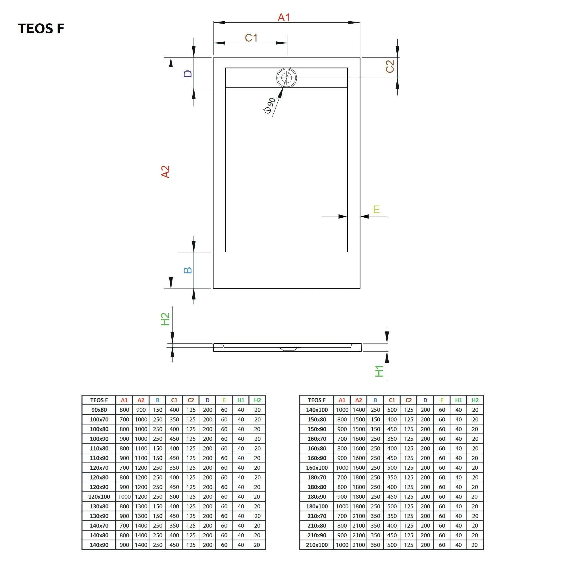 Radaway Teos F műmárvány zuhanytálca 160x90 fehér (HTF16090 - 04)