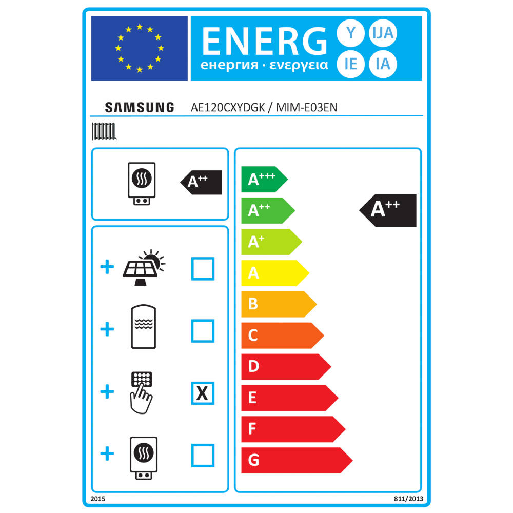 Samsung Mono R290 hőszivattyú 12 kW + vezérlő szett (szelepvezérlő + szabályzó), 3 fázis (M-R290-12-0-3) - energiacímke