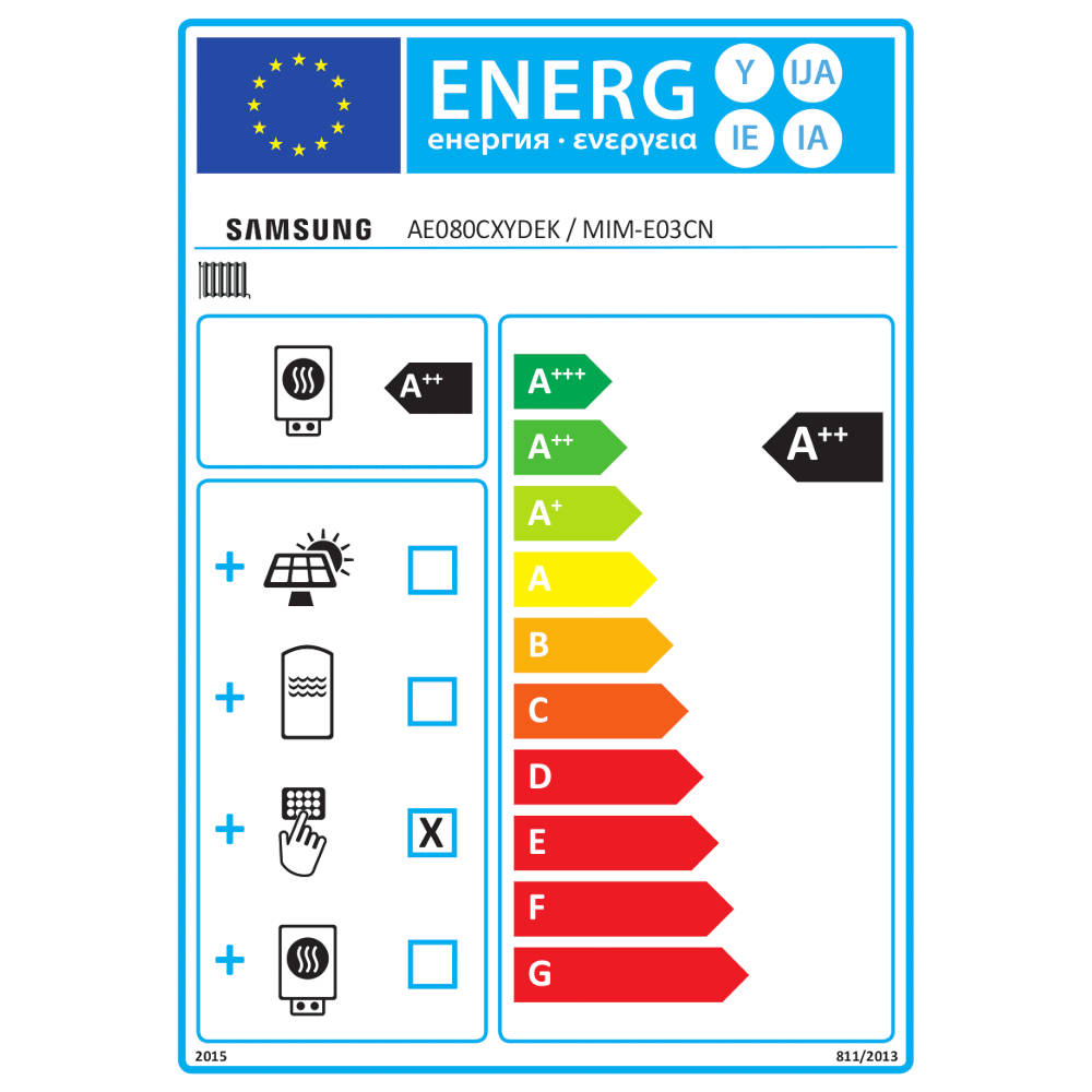 Samsung Mono R290 hőszivattyú 8 kW + vezérlő szett (szelepvezérlő + szabályzó), 1 fázis (M-R290-8-0-1) - energiacímke