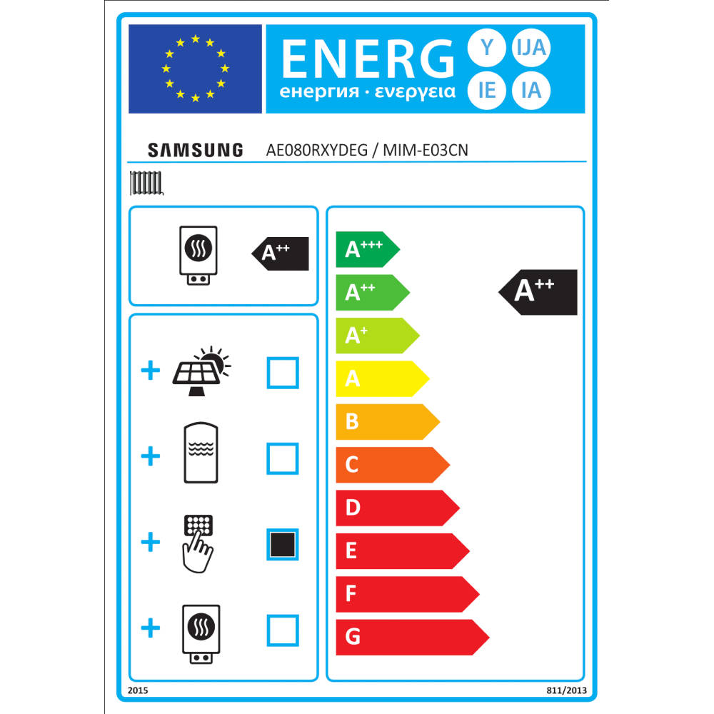 Samsung Mono R32 hőszivattyú 8 kW + vezérlő szett (szelepvezérlő + szabályzó), 1 fázis (M-R32-8-0-1) - energiacímke