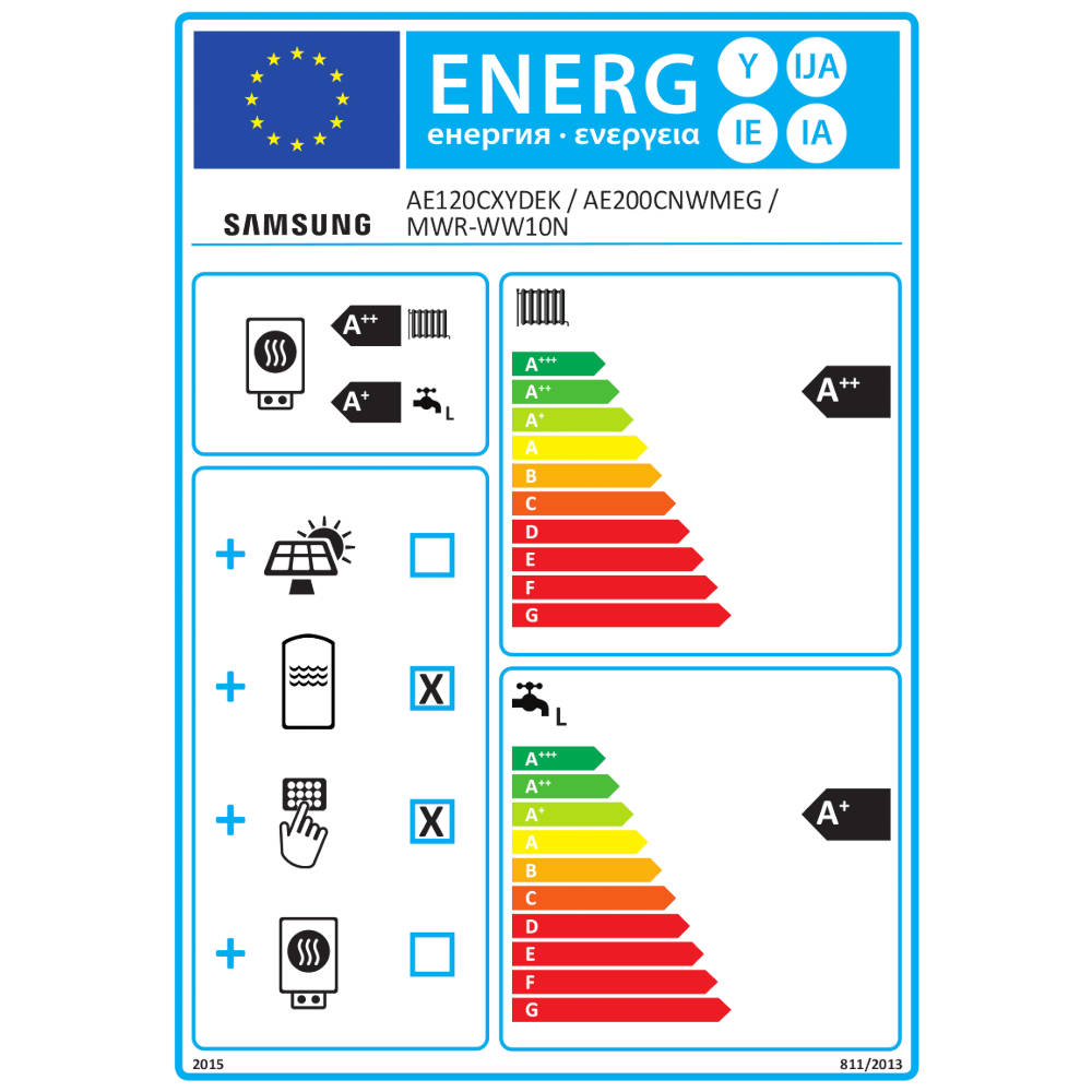 Samsung Mono ClimateHub R290 hőszivattyú 12 kW + 200l-es tartály + vezetékes szabályzó, 1 fázis (MCH-R290-12-1-1) - energiacímke