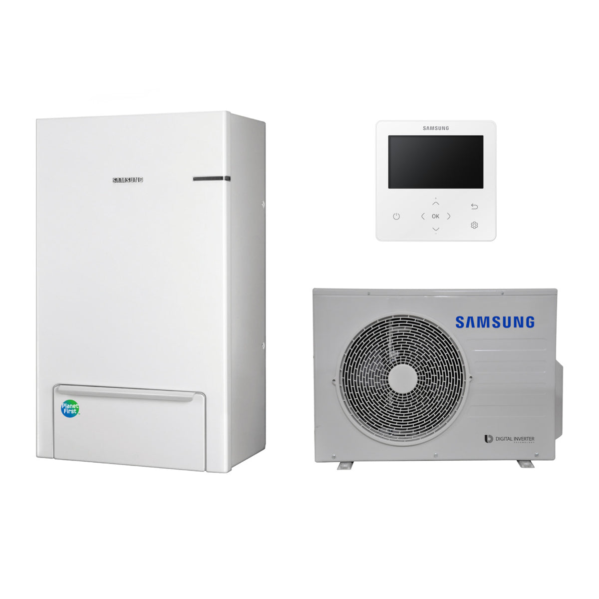 Samsung Split R32 hőszivattyú 4.4 kW + beltéri oldalfali Hydro egység + vezetékes szabályzó, 1 fázis (S-R32-4.4-0-1)