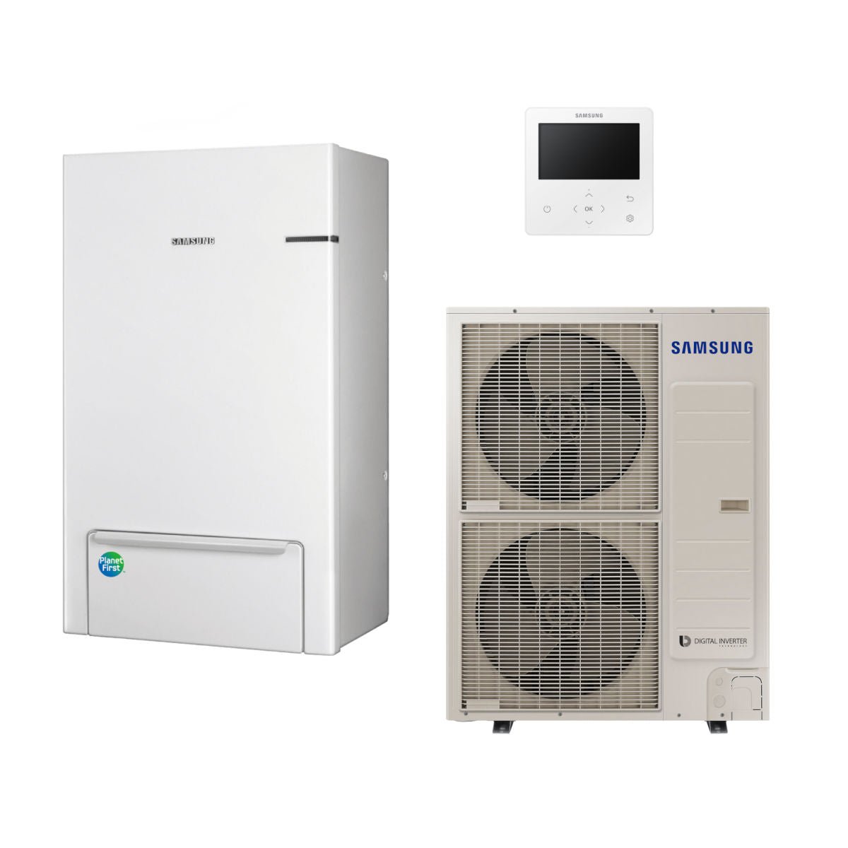 Samsung Split R410A hőszivattyú 12 kW + beltéri oldalfali Hydro egység + vezetékes szabályzó, 1 fázis (S-R410A-12-0-1)