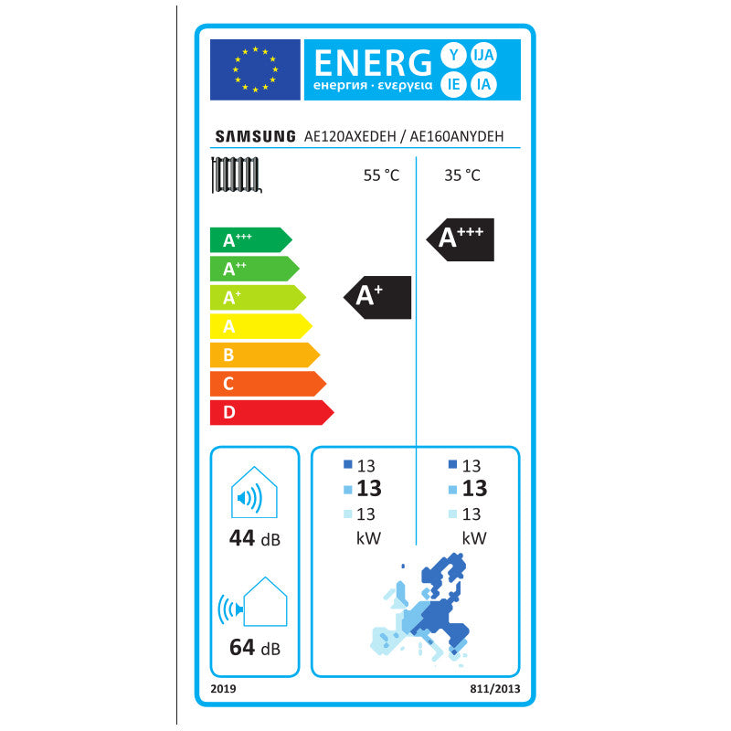 Samsung Split R410A hőszivattyú 12 kW + beltéri oldalfali Hydro egység + vezetékes szabályzó, 1 fázis (S-R410A-12-0-1) - energiacímke