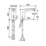Schell Modus E infrás csaptelep, keverőkaros, hálozati kivitel (021750699) - méretrajz