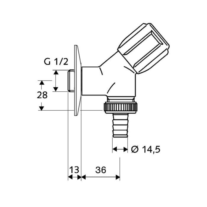 SCHELL Kifolyócsap 1/2" - os rövid tömlő (033860699)