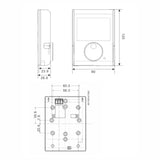 SIEMENS RDJ100 szobatermosztát, programozható (NAPI), öntanuló, digitális - méretrajz