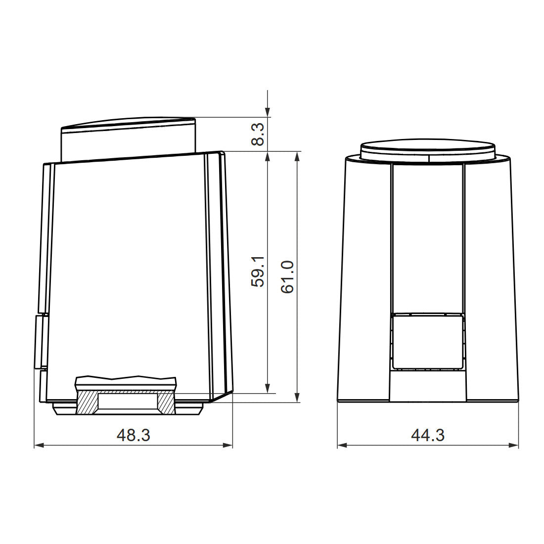 Siemens STA121.65L10 termoelektromos szelepmozgató, AC/DC 24V, NC, 1,0m kábel, (STA73 utódja) - méretrajz