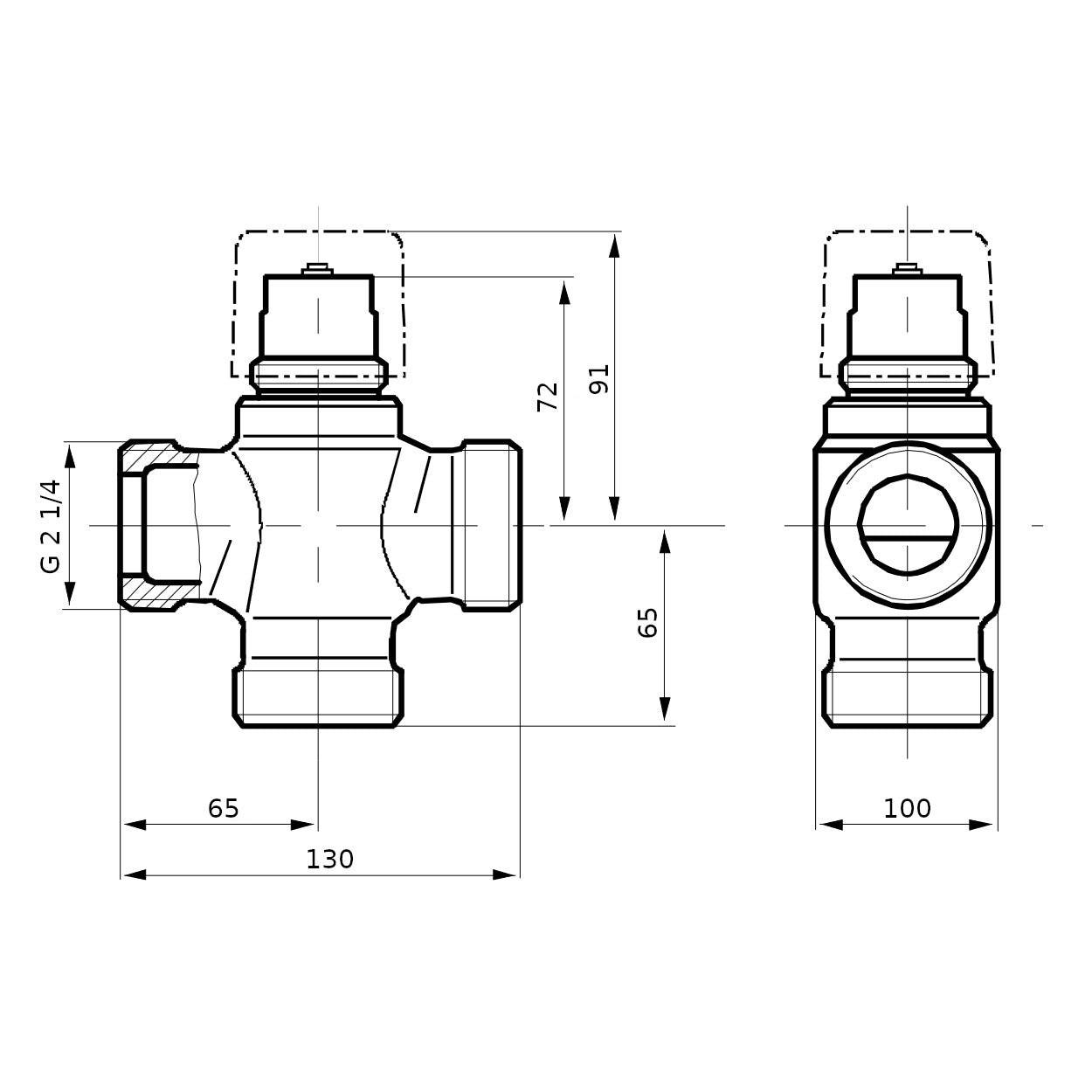 Siemens VXP45.40 - 25 kétutú szelep PN16, DN 40, külső menet, kvs = 25