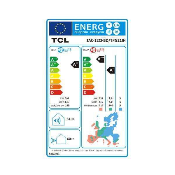 TCL Gentle Cool mono split klíma szett 3.4 kW, WIFI vezérlés (TAC - 12CHSD/TPG21IH)