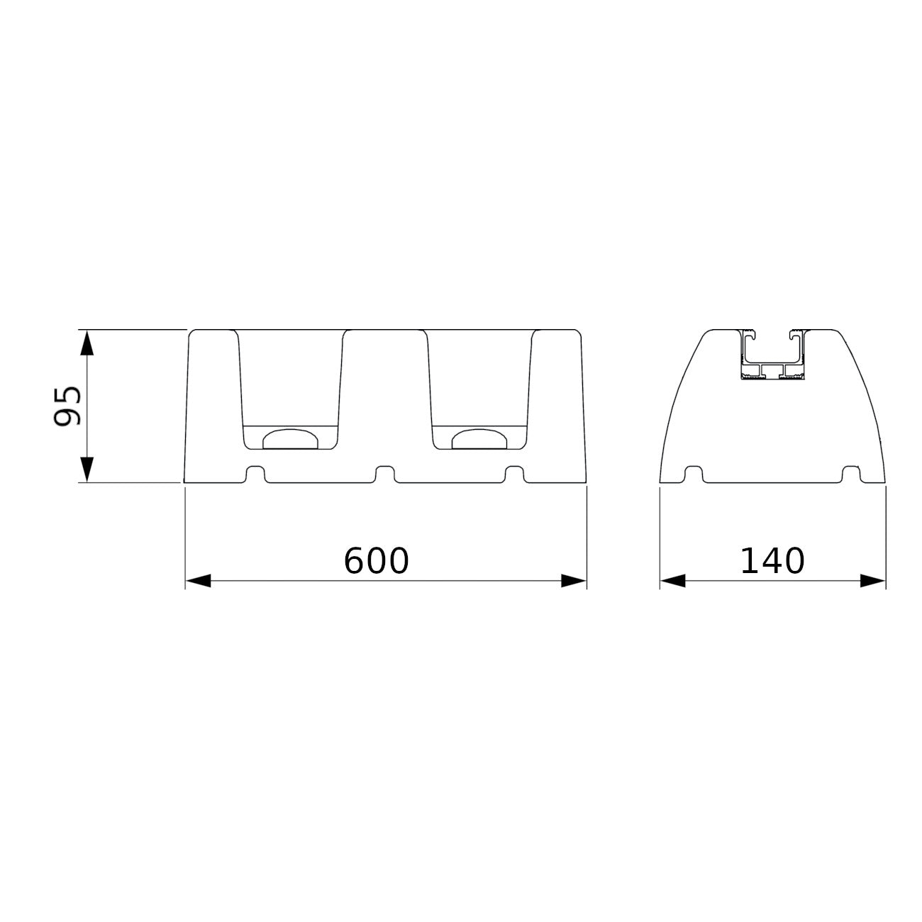 Terralux hőszivattyú rezgéscsillapító gumitalp, l=600mm MAX 500kg (1pár)-2