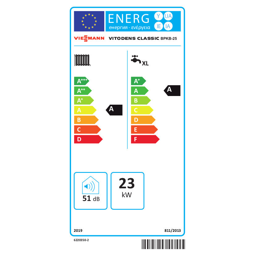 Viessmann Vitodens Classic BPKB-25 kondenzációs gázkazán, kombi 25Kw (Z028565) - energiacímke