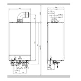 Viessmann Vitodens Classic BPKB-25 kondenzációs gázkazán, kombi 25Kw (Z028565) - méretrajz