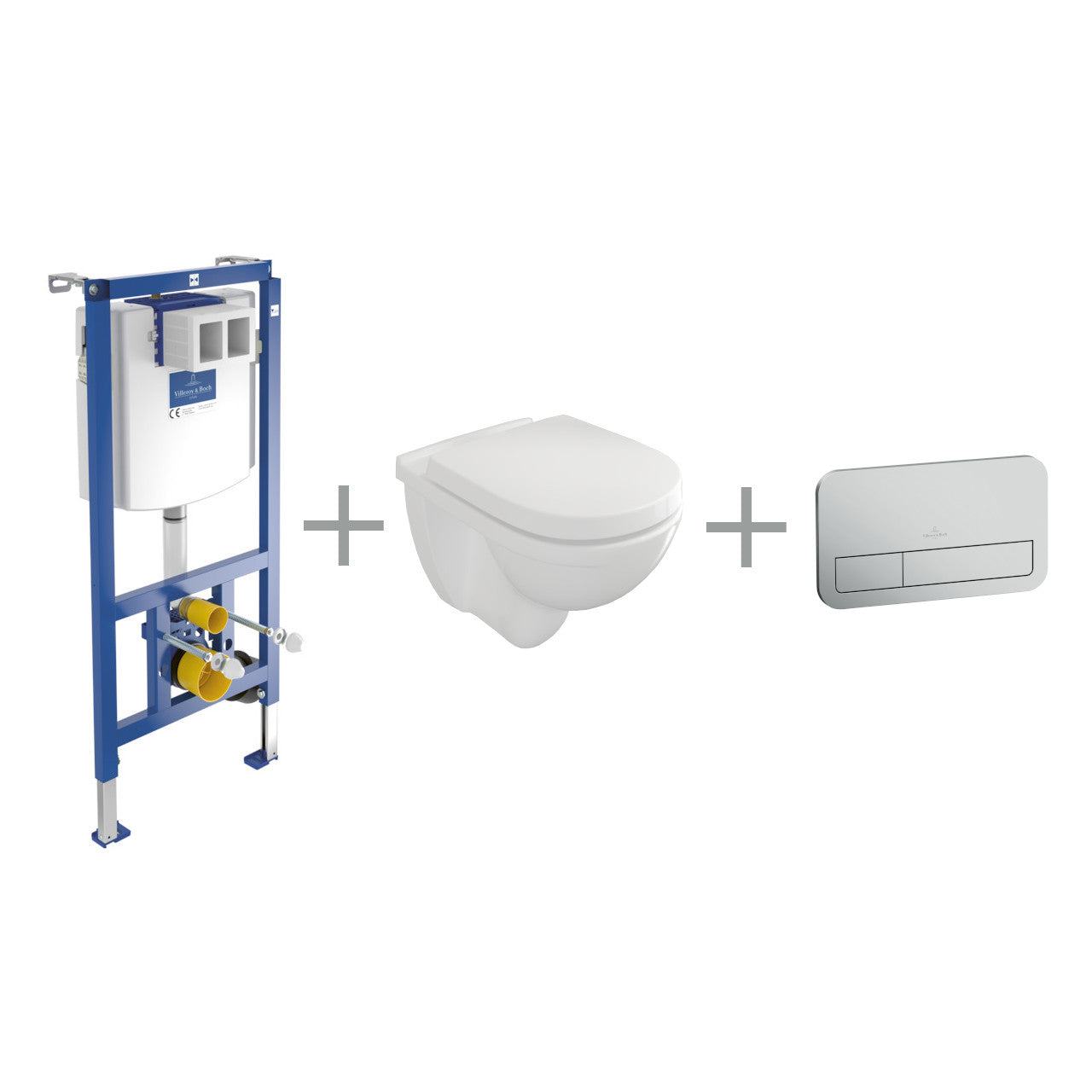 Villeroy&Boch Szett - O.novo fali wc kombipack(5660H101)+WC-elem(92246100)+nyomólap m.króm(92249069)-0